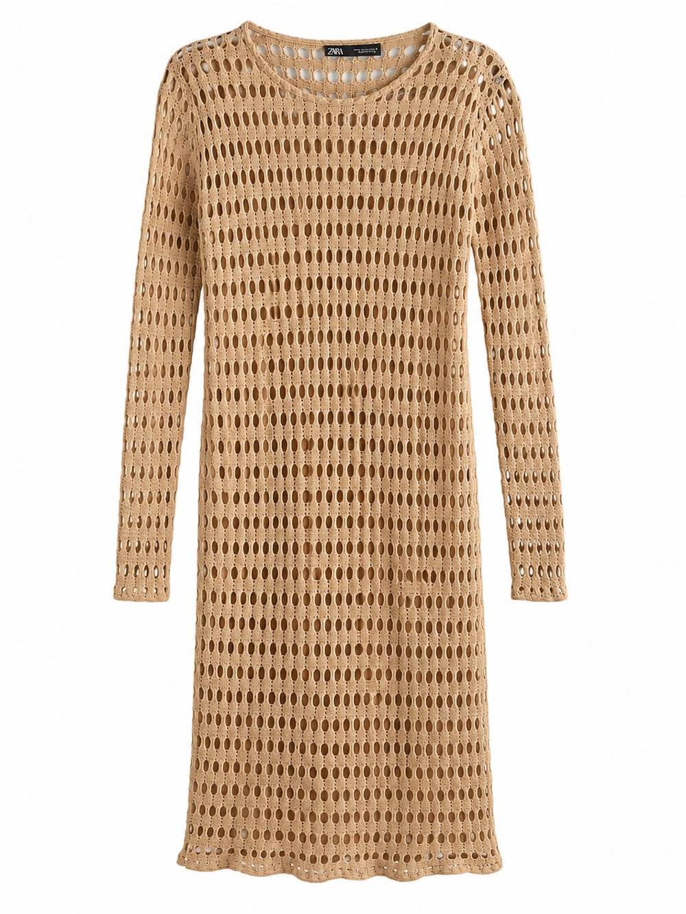 Zara Beige Open-Knit Beach Cover-Up Dress Size M